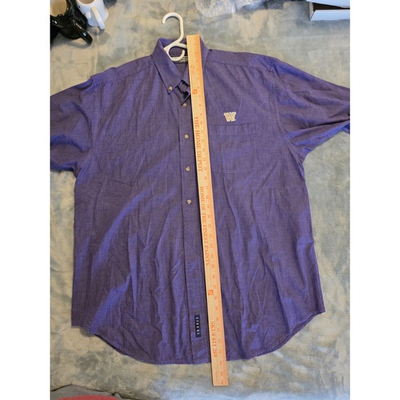 Washington Huskies Logo Mens Large Long Sleeve Button Up Purple Gold 100% Cotton - Picture 8 of 9